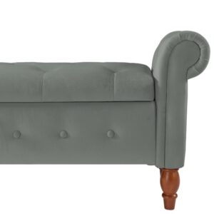 Velvet Multifunctional Storage Rectangular Sofa Stool - Grey