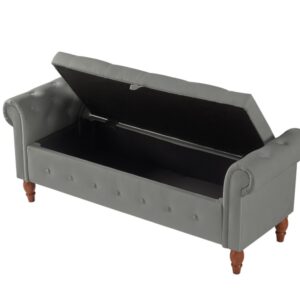 Velvet Multifunctional Storage Rectangular Sofa Stool - Grey
